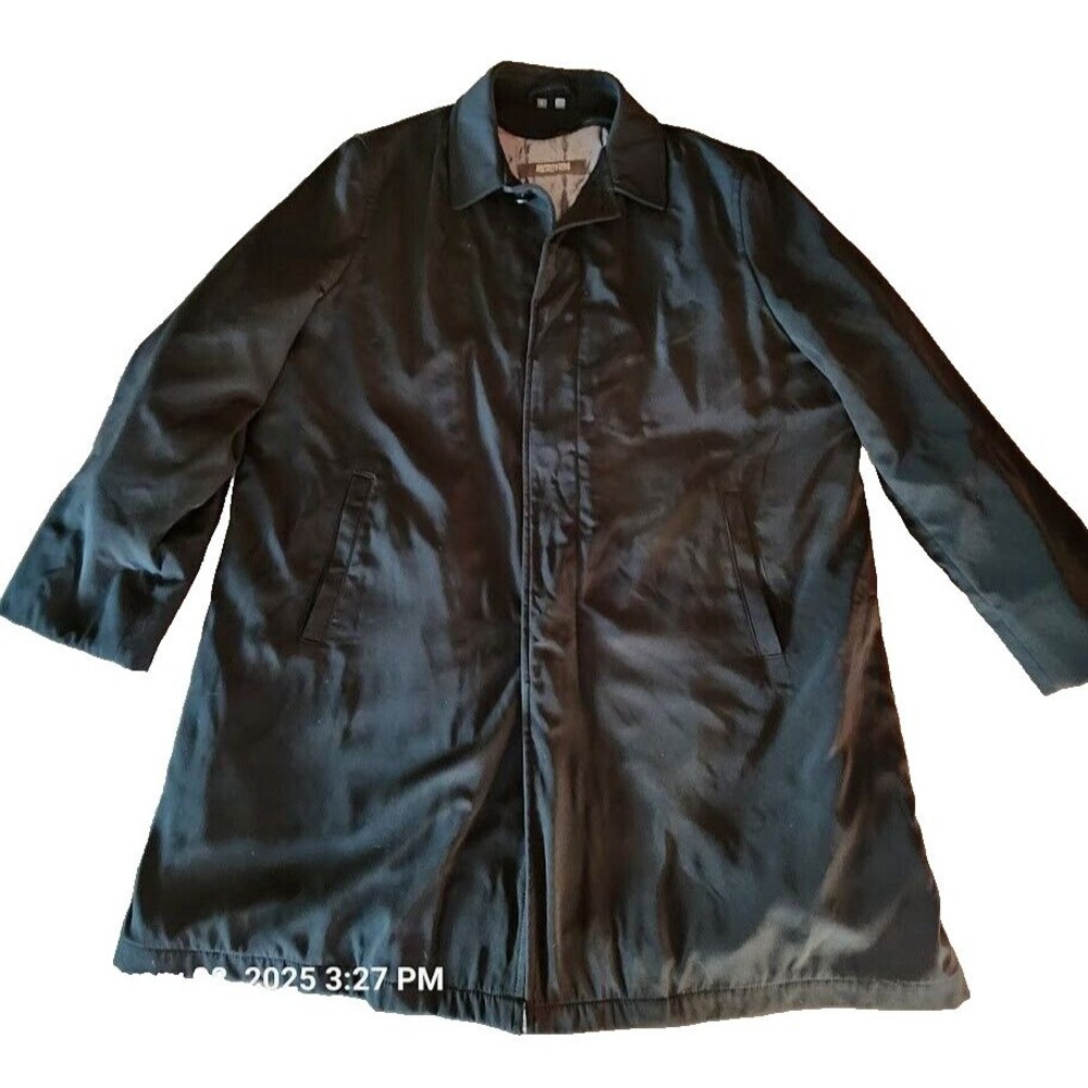 Kenneth Cole Reaction Insulated Nylon Rain Snow Button Down Jacket Size L Black